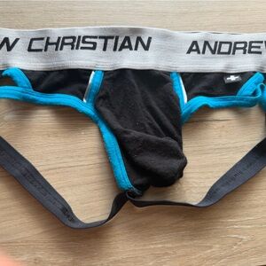 Andrew Christian Black Brief with Turquoise Trim